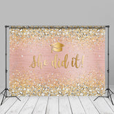 Aperturee - Rose Gold She Did It Grad Photography Backdrop